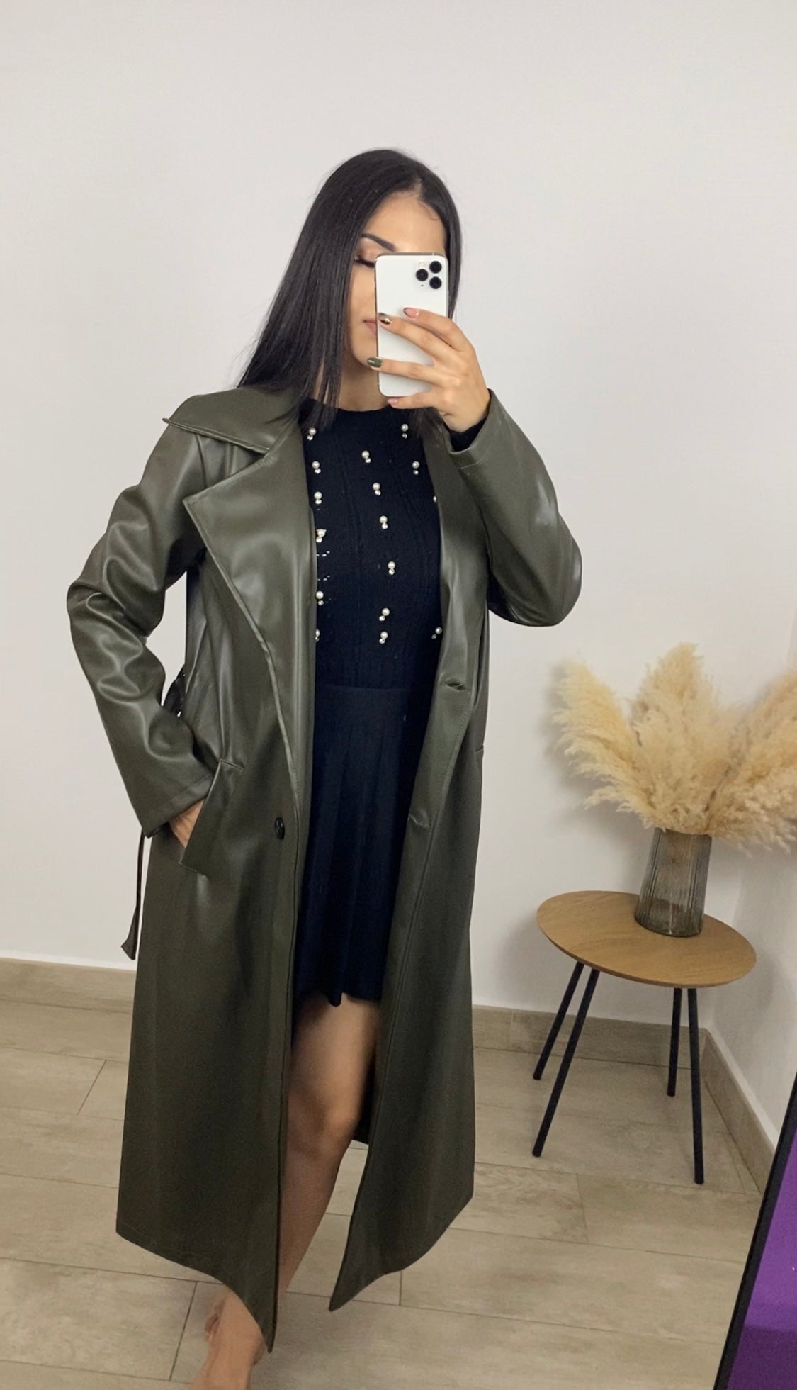 Gabardina piel verde