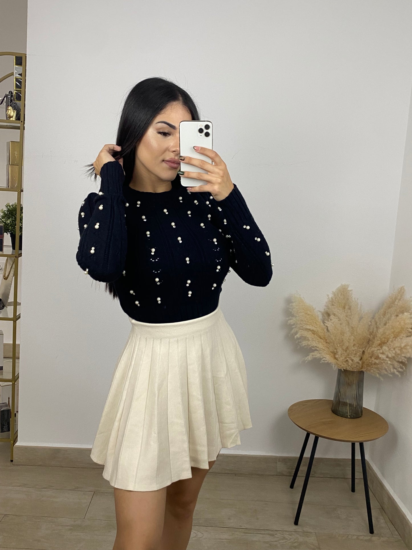 Falda punto gris