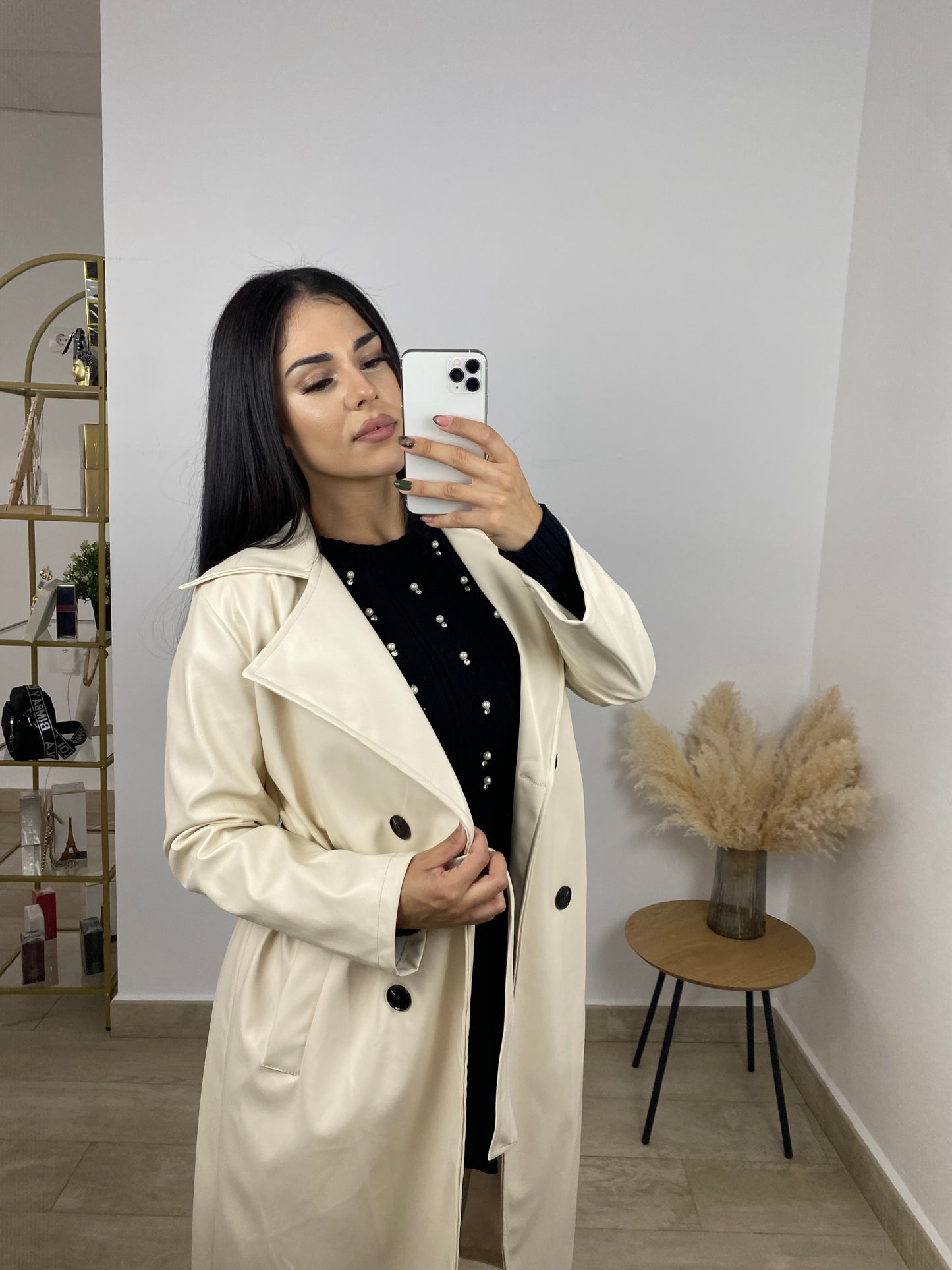 Gabardina piel beige