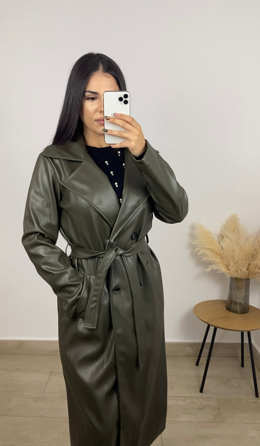 Gabardina piel verde