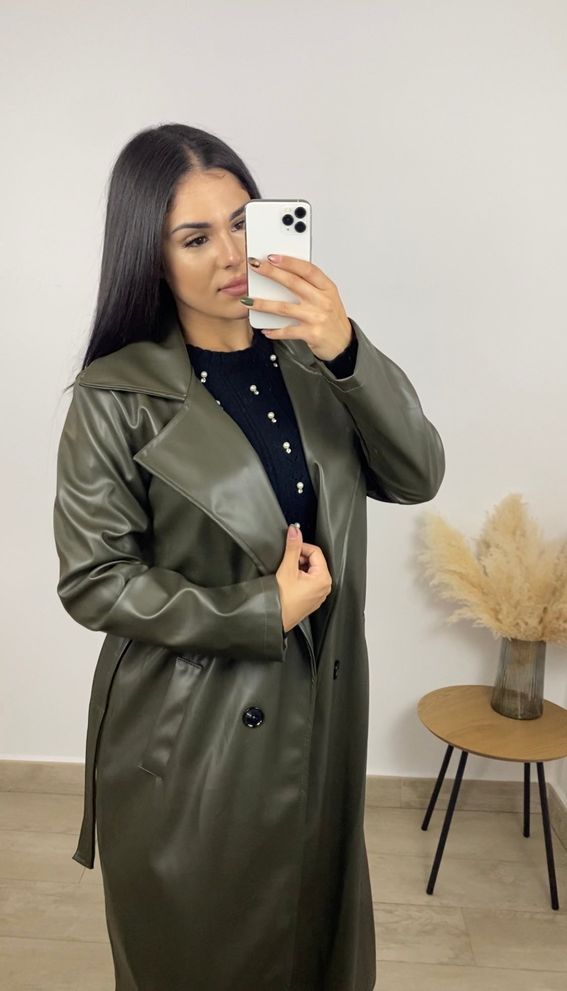 Gabardina piel verde