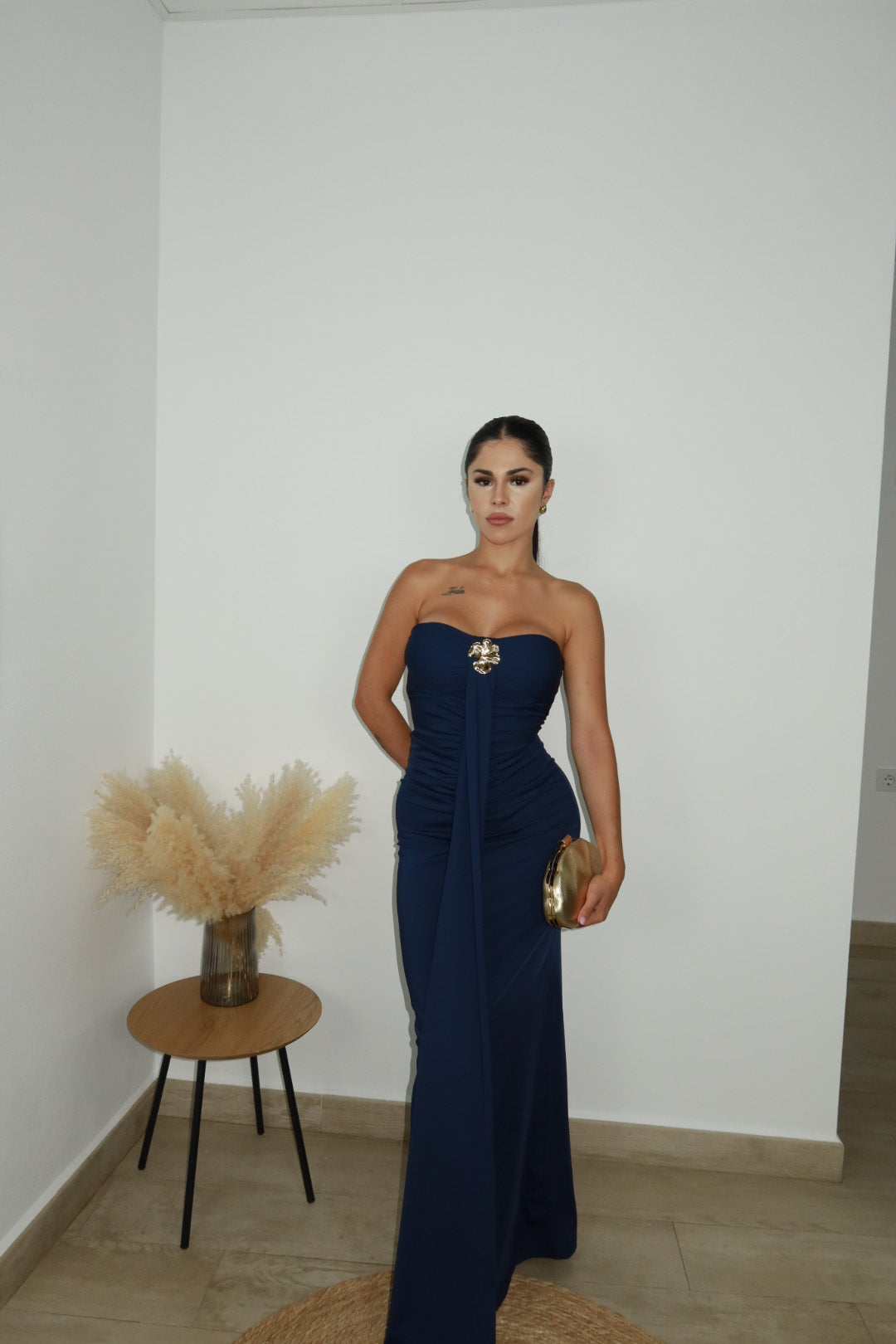 Vestido flor petróleo