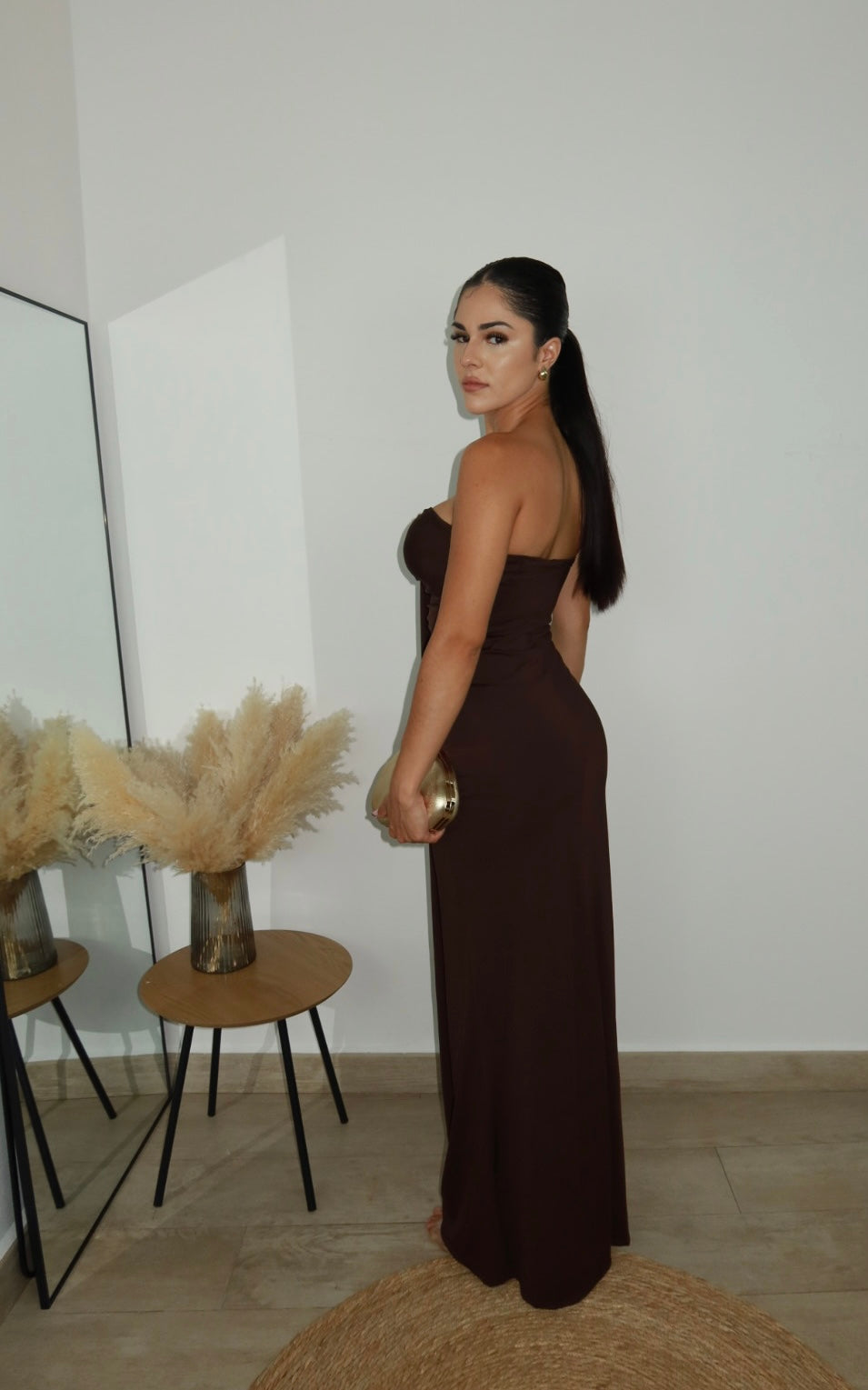 Vestido flor marrón