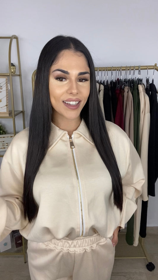 Chándal felpa beige