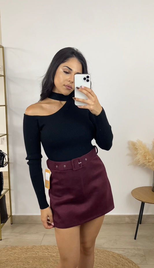 Falda pantalón ante burdeos