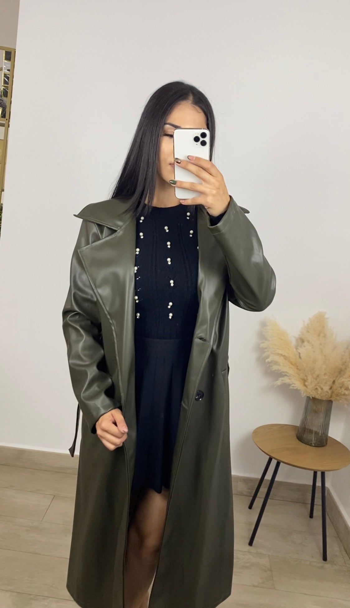 Gabardina piel verde
