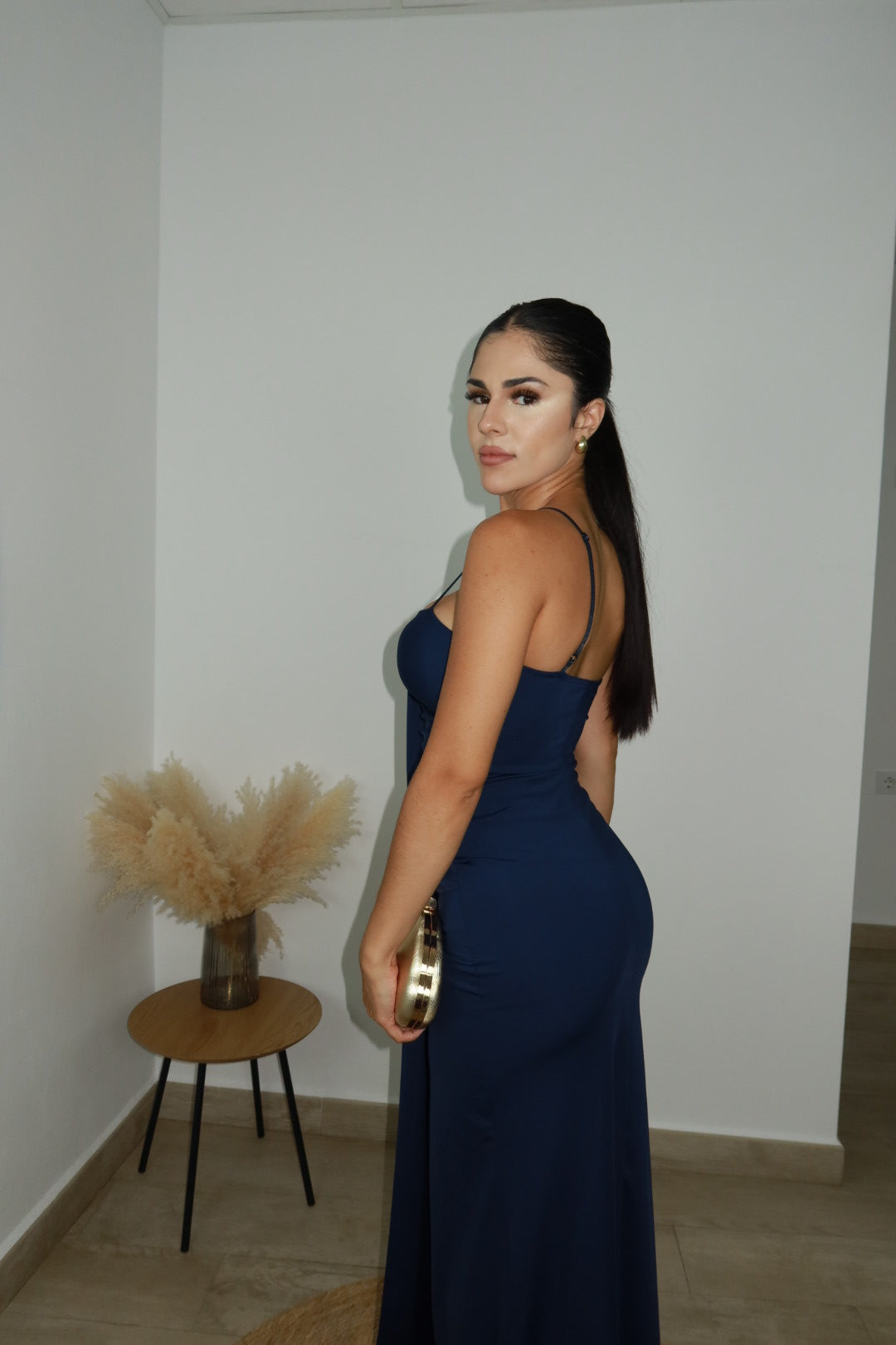 Vestido flor petróleo