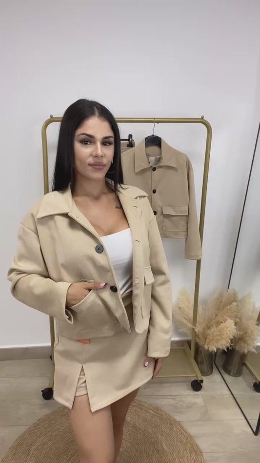 Falda pantalón beige ante