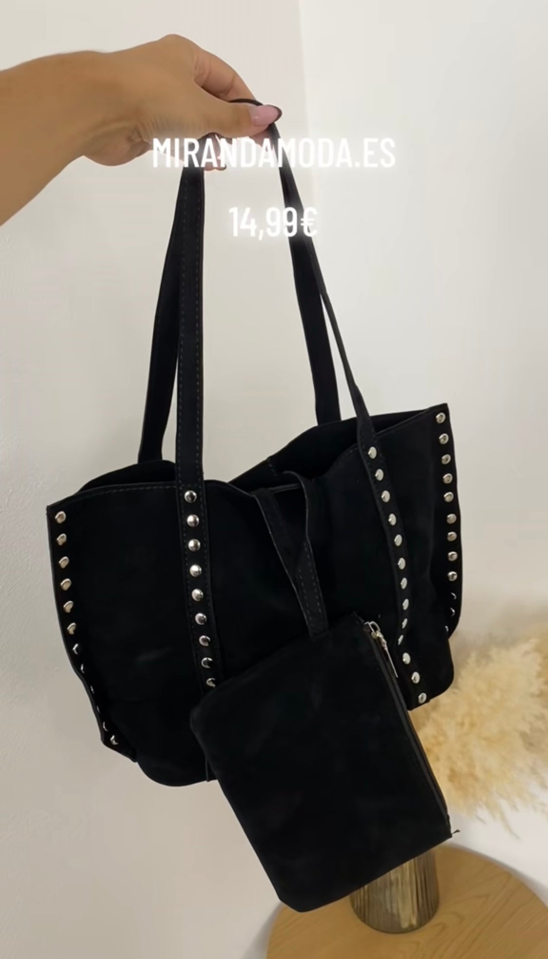 Bolso antelina negro