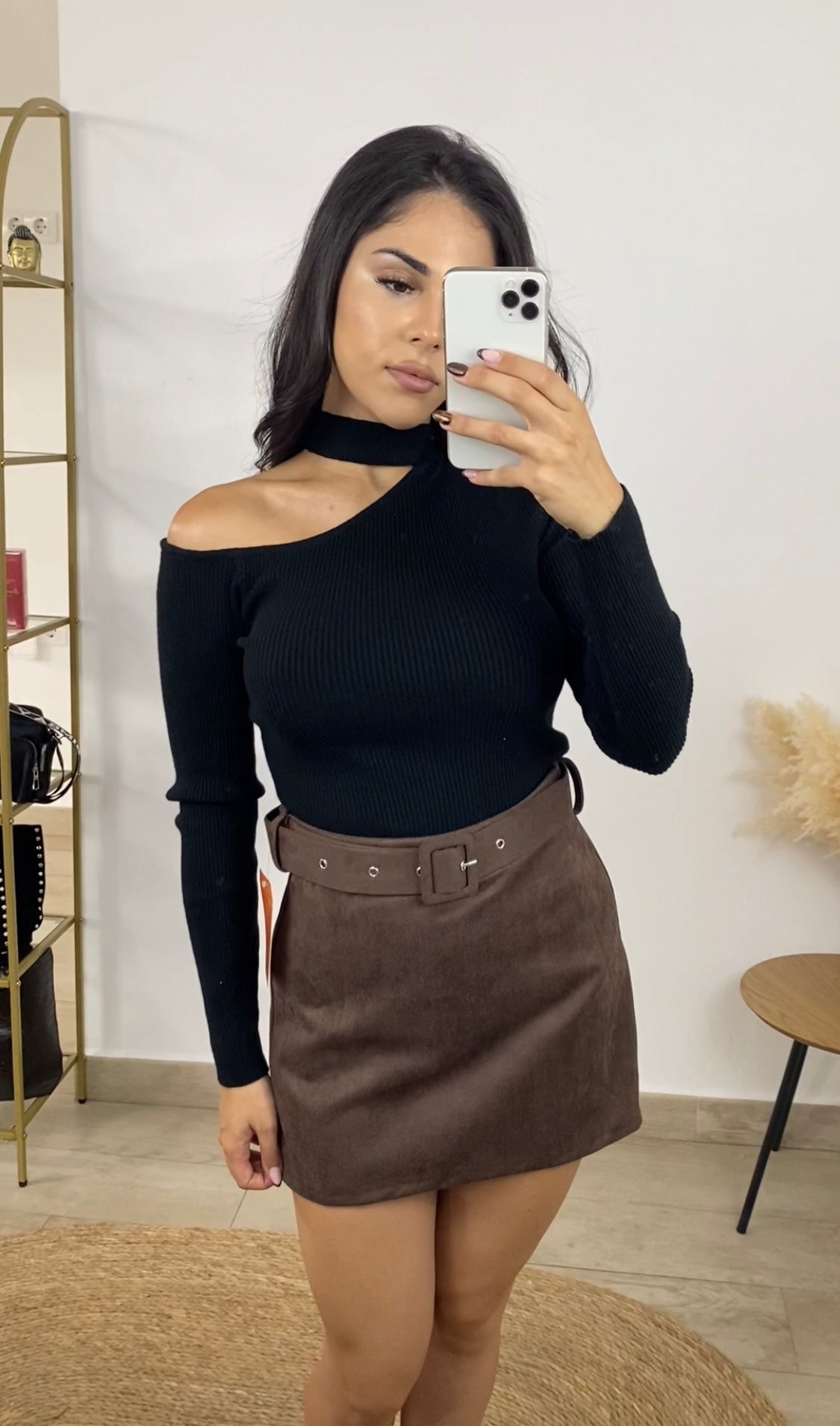 Falda pantalón ante marrón