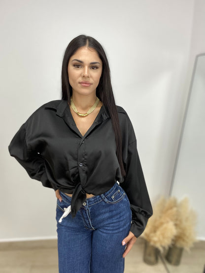 Camisa satinada negra