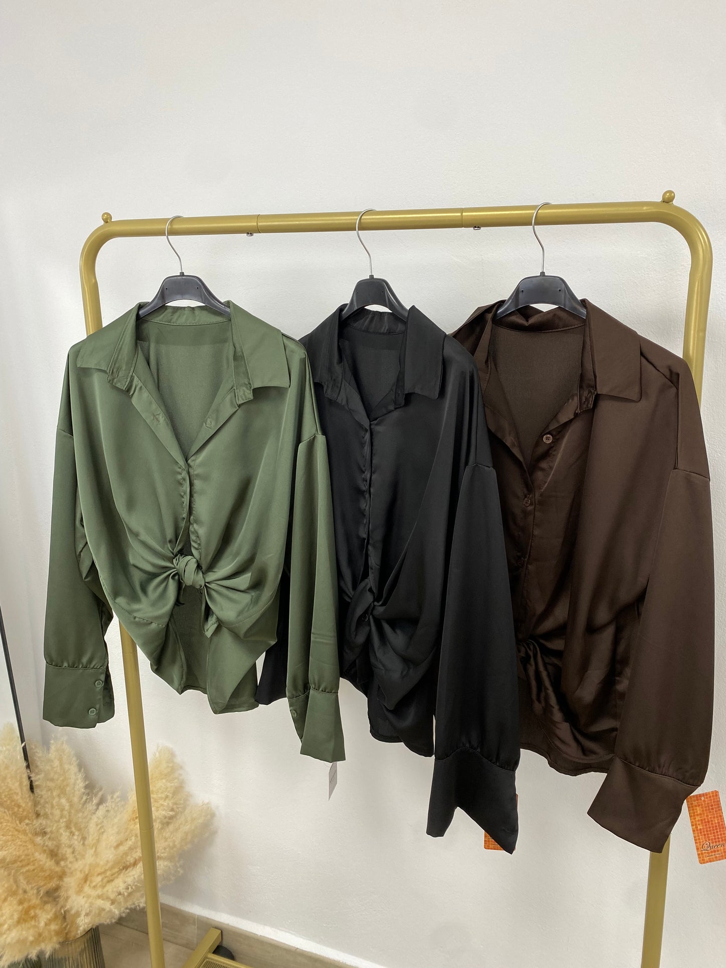 Camisa satinada verde