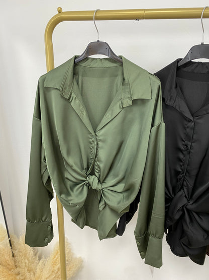Camisa satinada verde