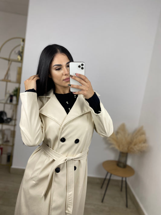 Gabardina piel beige