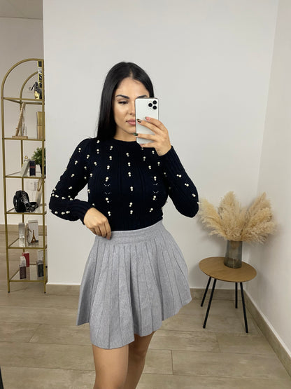 Falda punto gris