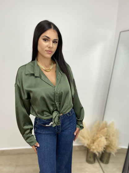 Camisa satinada verde