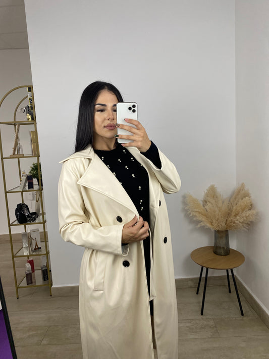 Gabardina piel beige