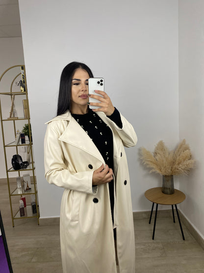 Gabardina piel beige