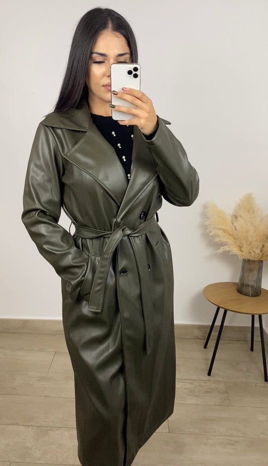 Gabardina piel verde