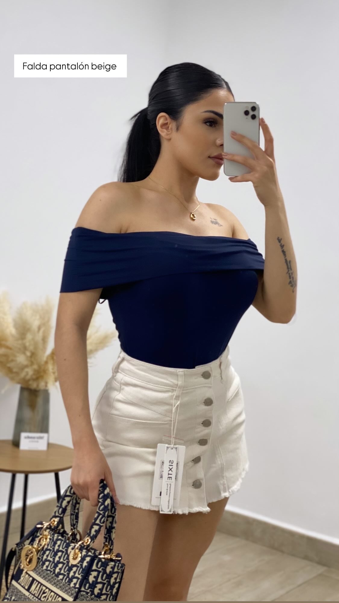 Falda pantalón denim botones