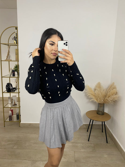 Falda punto gris