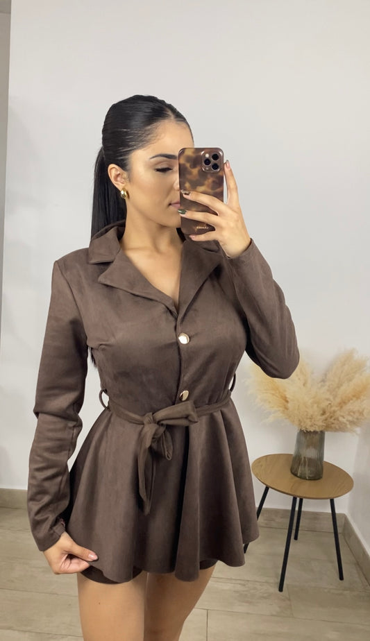 Mono vestido antelina marrón